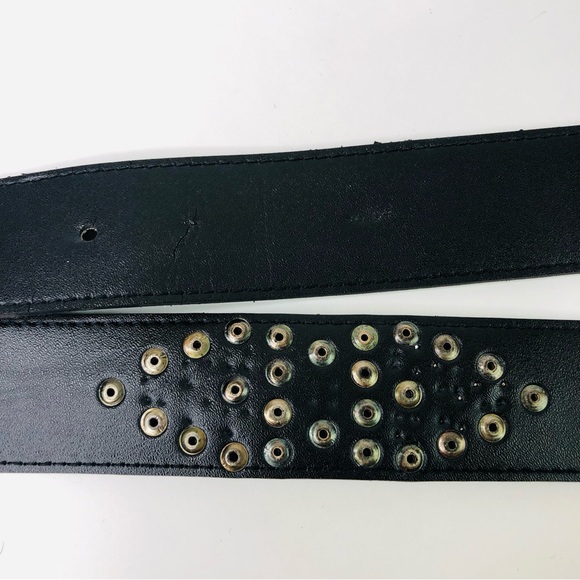 Vintage Lane Bryant Studded Jeweled Belt Rhinestones Round Pin Buckle Motorcycle - Picture 5 of 6